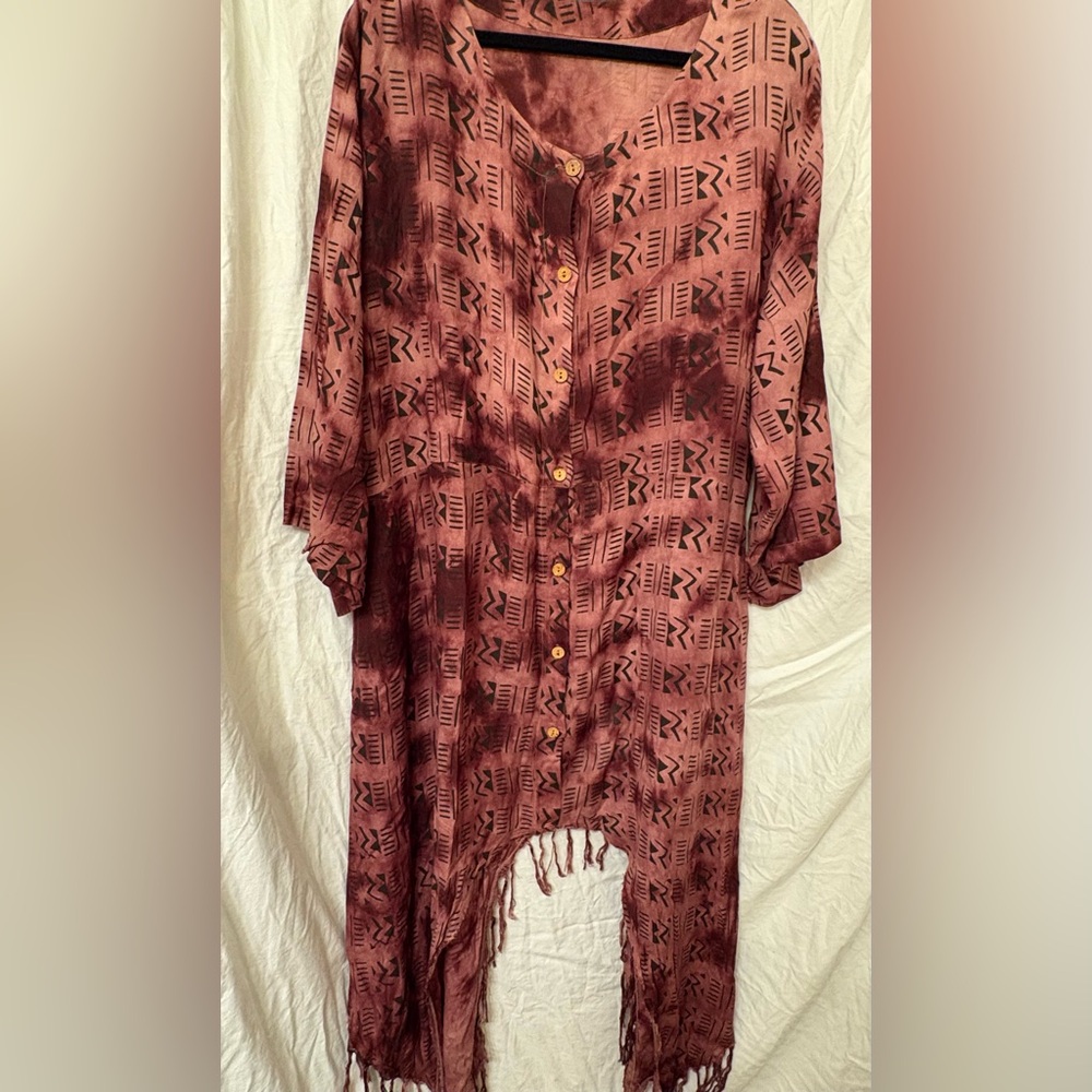 Neferitti collection  kaftan/dress. Wood buttons and pockets. Size 2X/3X.Goddess